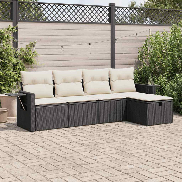 Set mobilier de grădină cu perne, 5 piese, negru, poliratan - WALTI WALTI
