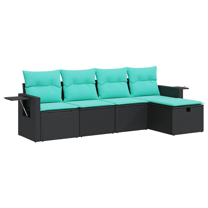 Set mobilier de grădină cu perne, 5 piese, negru, poliratan - WALTI WALTI