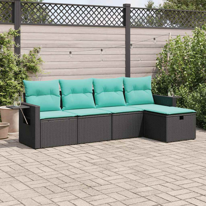 Set mobilier de grădină cu perne, 5 piese, negru, poliratan - WALTI WALTI