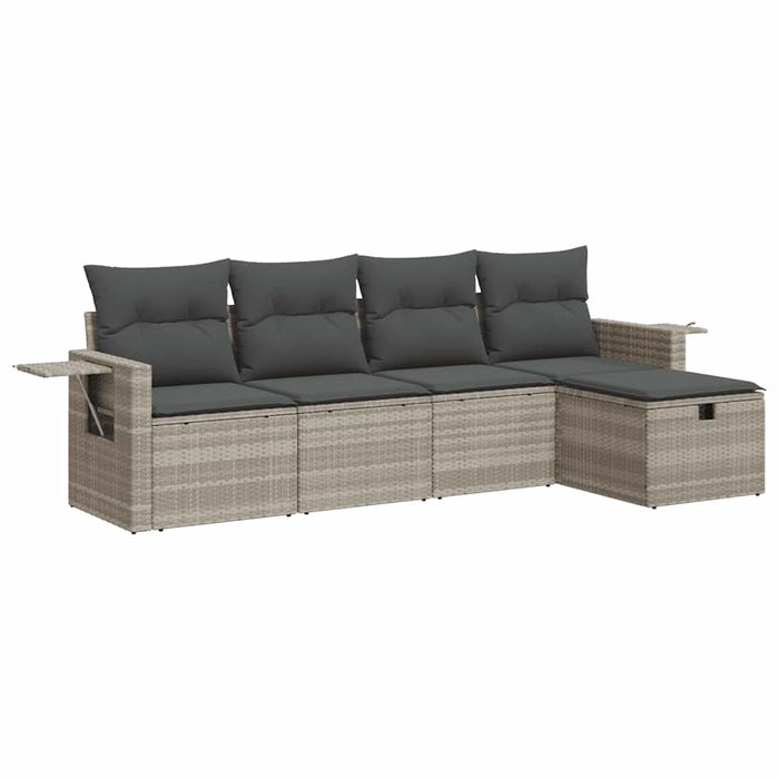 Set canapele de grădină cu perne, 5 piese gri deschis poliratan WALTI