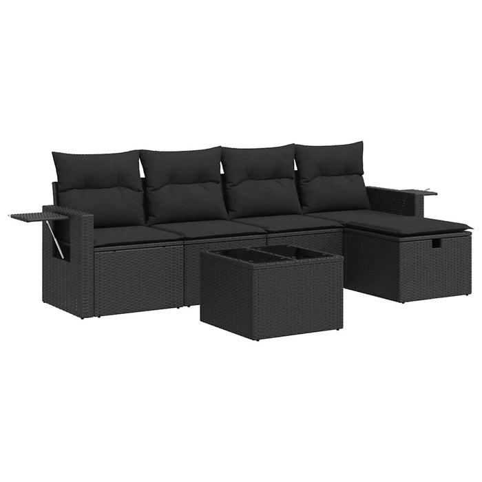 Set mobilier de grădină cu perne, 6 piese, negru, poliratan - WALTI WALTI