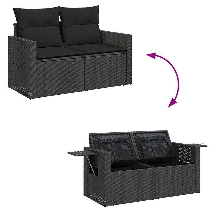 Set mobilier de grădină cu perne, 6 piese, negru, poliratan - WALTI WALTI