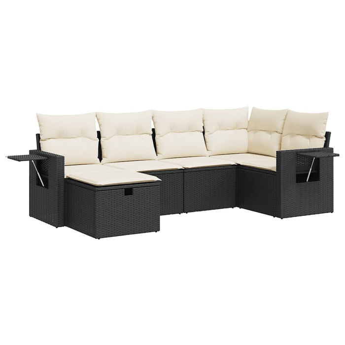 Set mobilier de grădină cu perne, 6 piese, negru, poliratan - WALTI WALTI