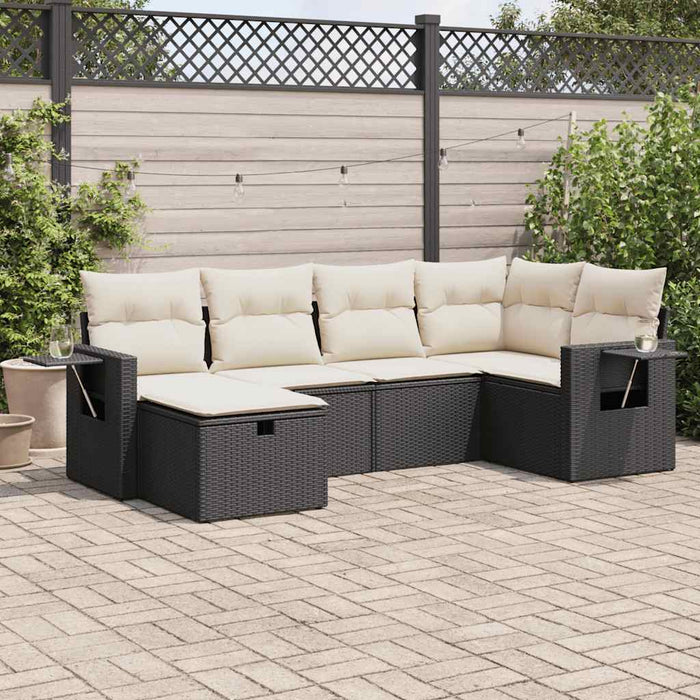 Set mobilier de grădină cu perne, 6 piese, negru, poliratan - WALTI WALTI