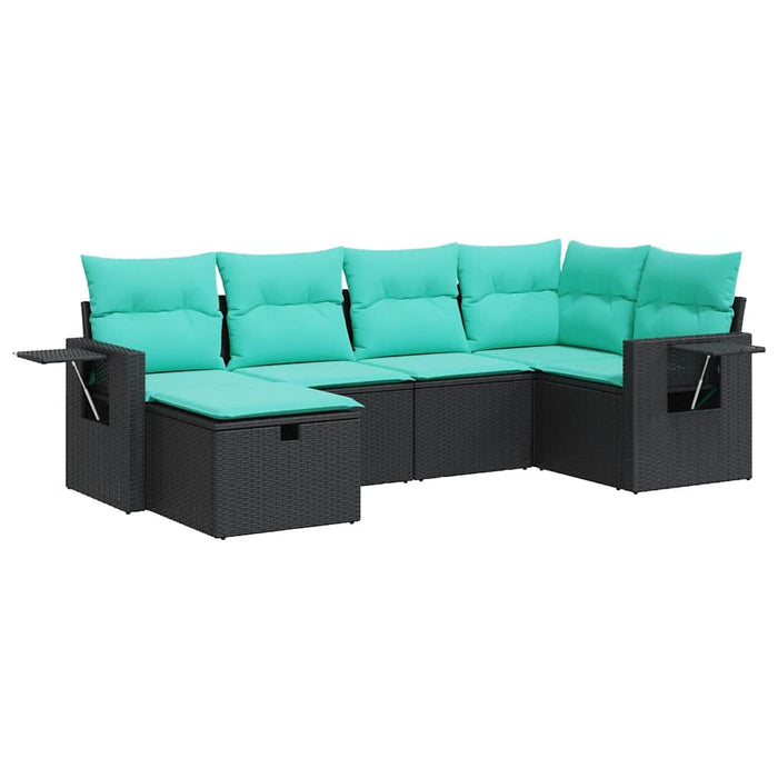Set mobilier de grădină cu perne, 6 piese, negru, poliratan - WALTI WALTI