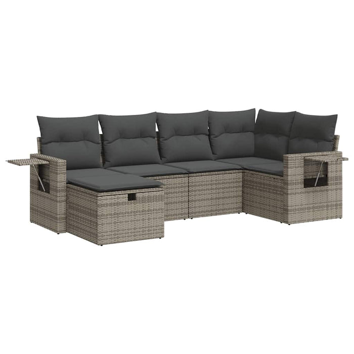 Set mobilier grădină cu perne, 6 piese, gri, poliratan WALTI