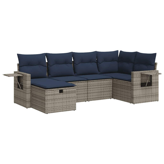 Set mobilier grădină cu perne, 6 piese, gri, poliratan - WALTI WALTI