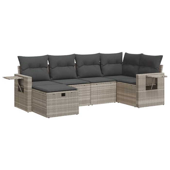 Set canapele de grădină cu perne, 6 piese gri deschis poliratan - WALTI WALTI
