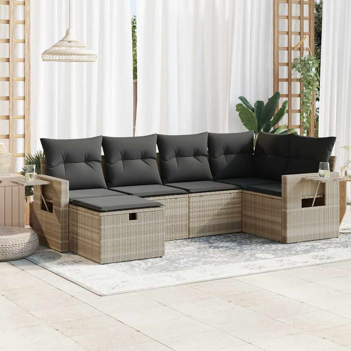 Set canapele de grădină cu perne, 6 piese gri deschis poliratan - WALTI WALTI