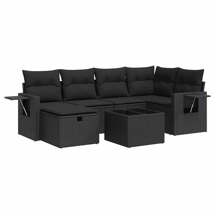 Set canapele de grădină cu perne, 7 piese, negru, poliratan - WALTI WALTI