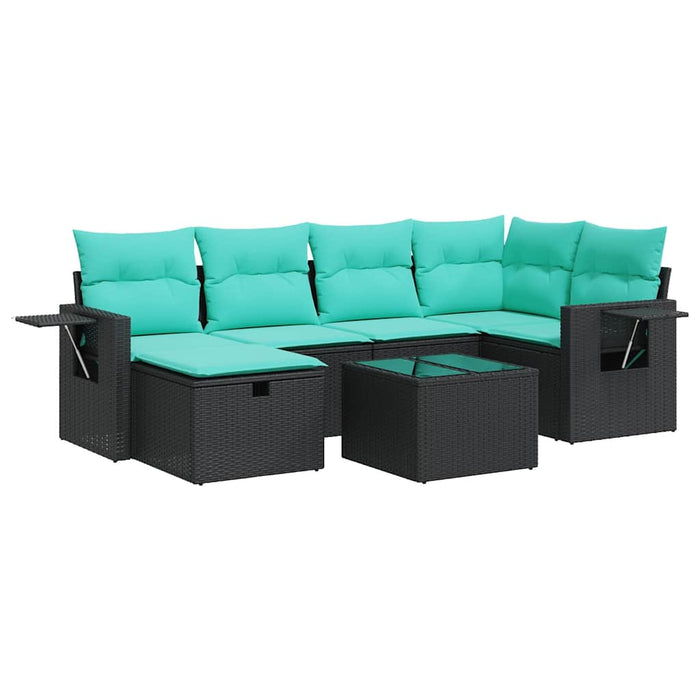 Set canapele de grădină cu perne, 7 piese, negru, poliratan - WALTI WALTI