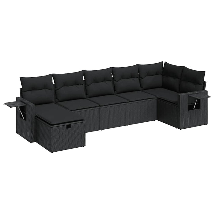 Set canapele de grădină cu perne, 7 piese, negru, poliratan - WALTI WALTI