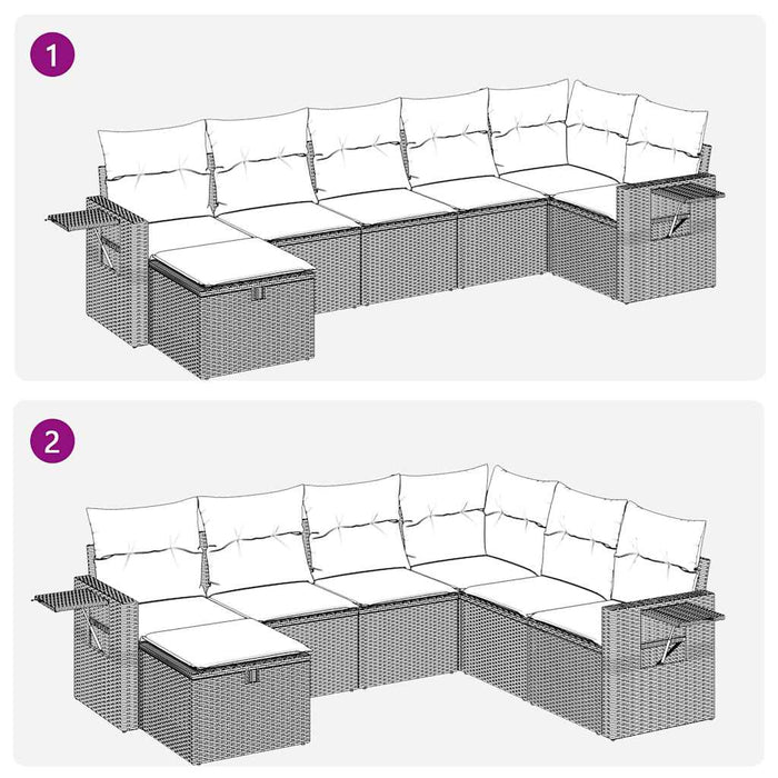 Set canapele de grădină cu perne, 7 piese, negru, poliratan - WALTI WALTI