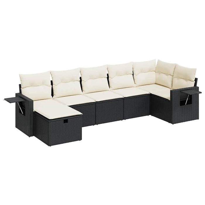 Set canapele de grădină cu perne, 7 piese, negru, poliratan - WALTI WALTI