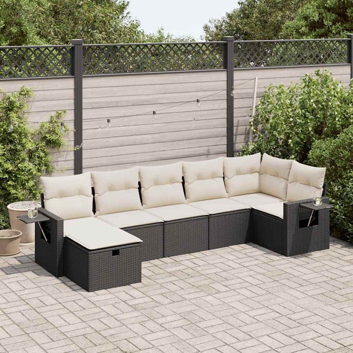 Set canapele de grădină cu perne, 7 piese, negru, poliratan - WALTI WALTI