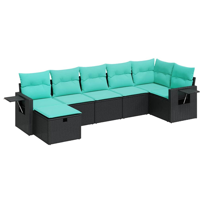 Set canapele de grădină cu perne, 7 piese, negru, poliratan - WALTI WALTI