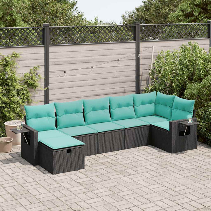 Set canapele de grădină cu perne, 7 piese, negru, poliratan - WALTI WALTI