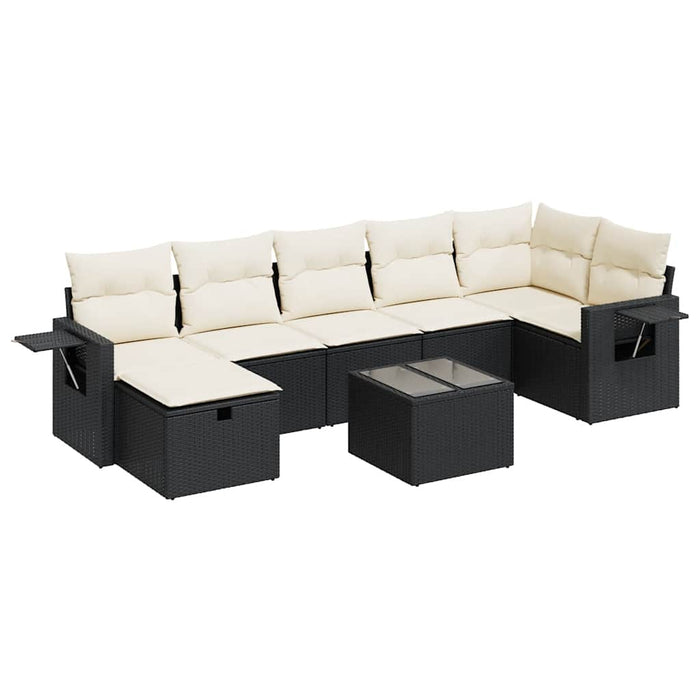 Set mobilier de grădină cu perne, 8 piese, negru, poliratan - WALTI WALTI