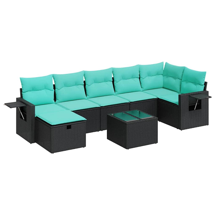 Set mobilier de grădină cu perne, 8 piese, negru, poliratan - WALTI WALTI