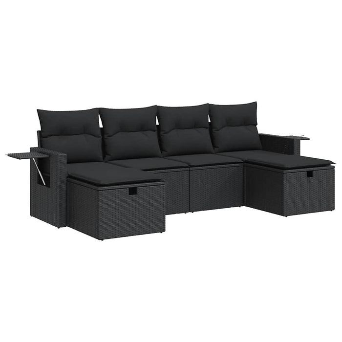 Set mobilier de grădină cu perne, 6 piese, negru, poliratan - WALTI WALTI