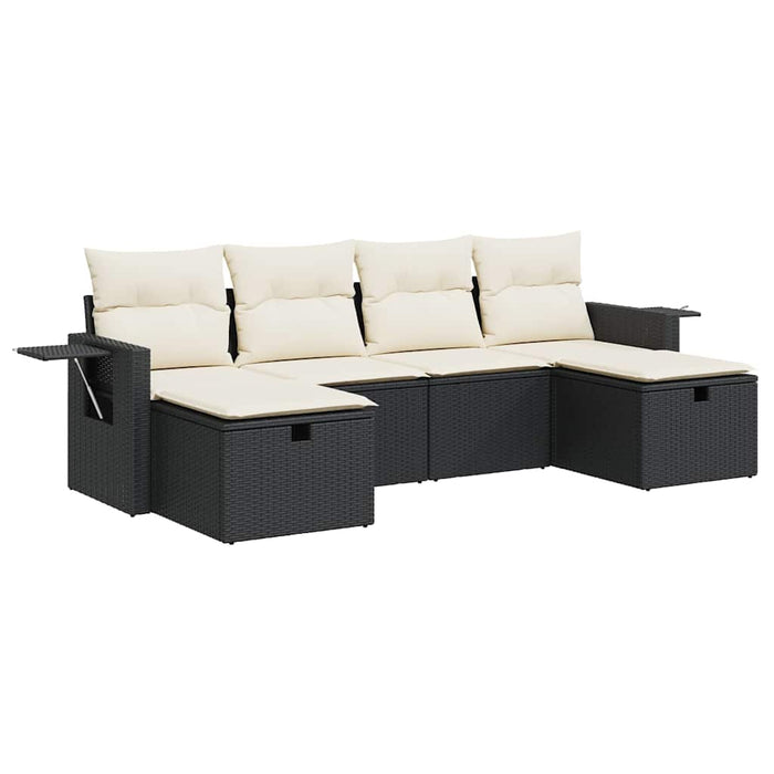 Set mobilier de grădină cu perne, 6 piese, negru, poliratan - WALTI WALTI