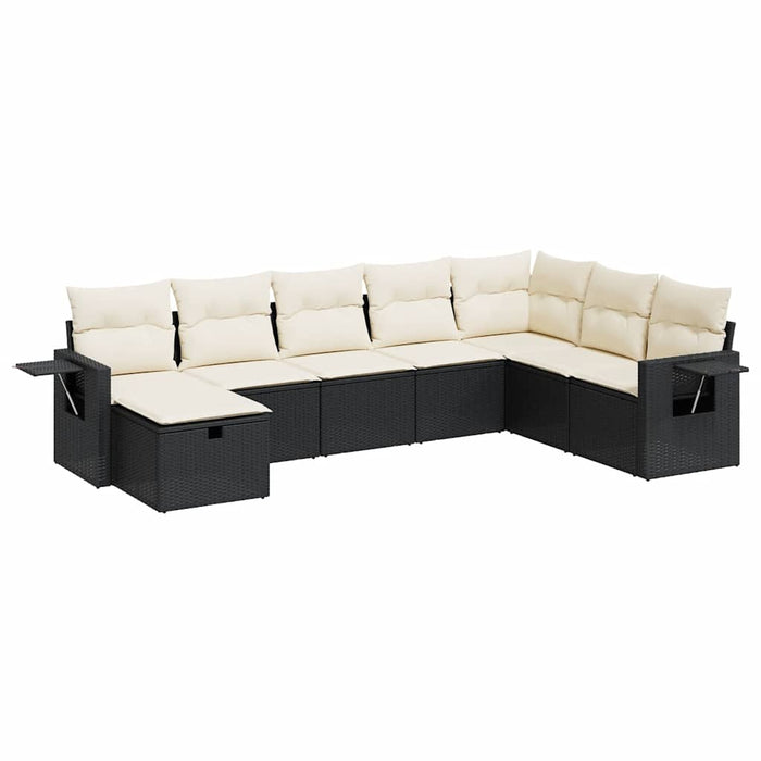 Set mobilier de grădină cu perne, 8 piese, negru, poliratan - WALTI WALTI