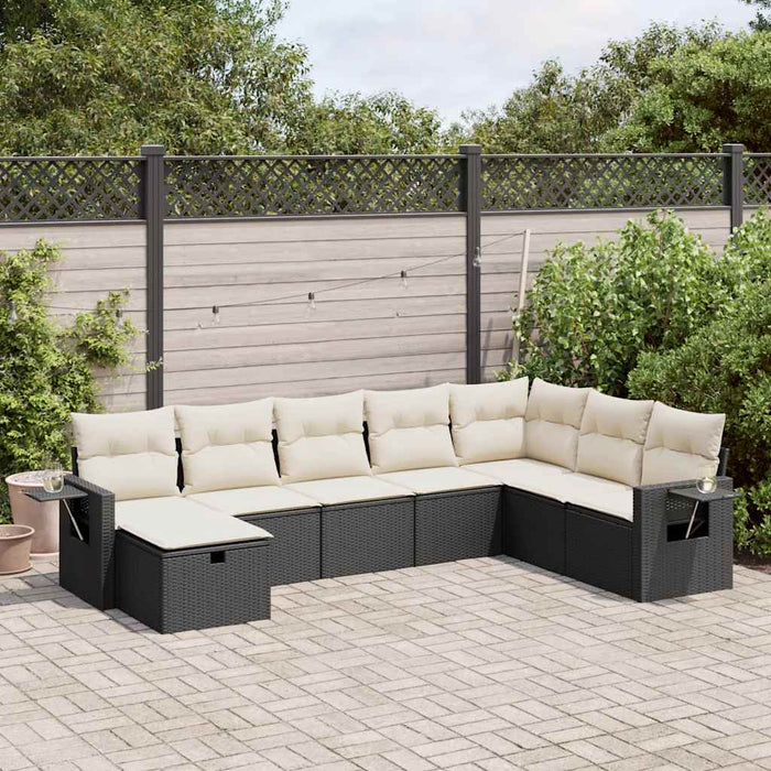 Set mobilier de grădină cu perne, 8 piese, negru, poliratan - WALTI WALTI