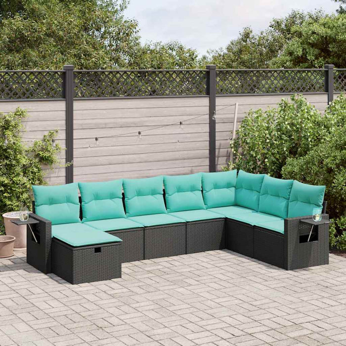Set mobilier de grădină cu perne, 8 piese, negru, poliratan - WALTI WALTI
