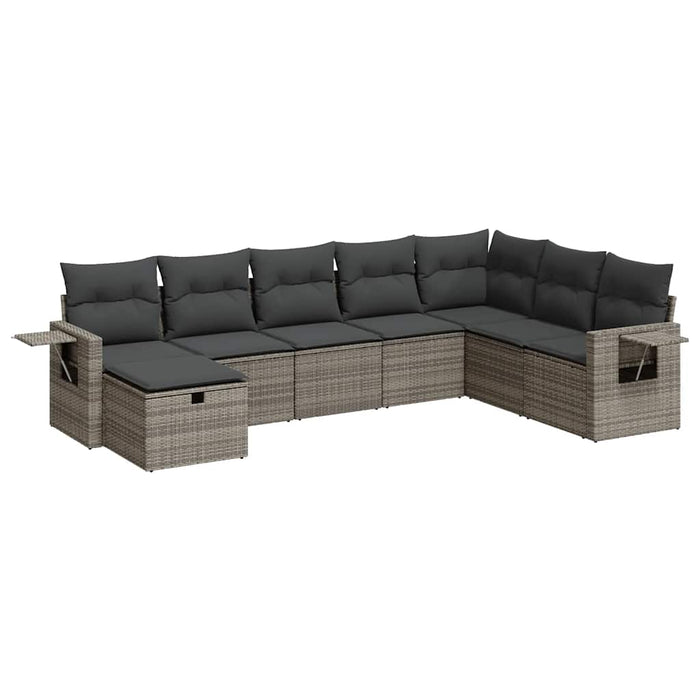 Set canapele de grădină cu perne, 8 piese, gri, poliratan WALTI