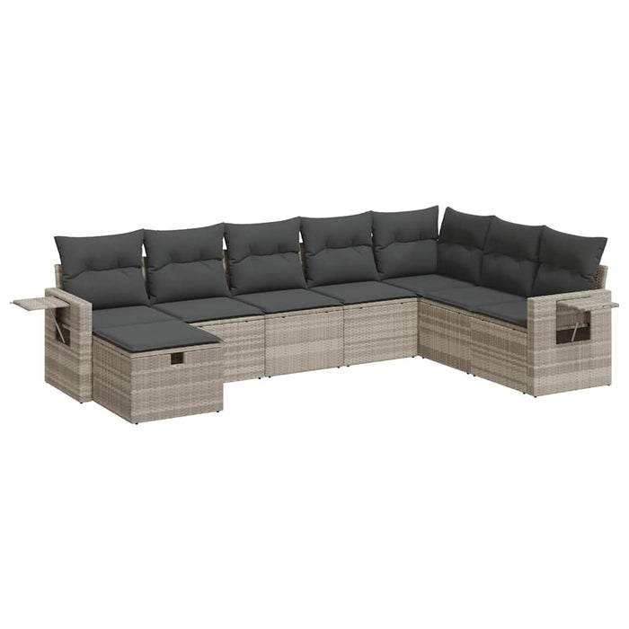 Set mobilier de grădină cu perne, 8 piese gri deschis poliratan - WALTI WALTI