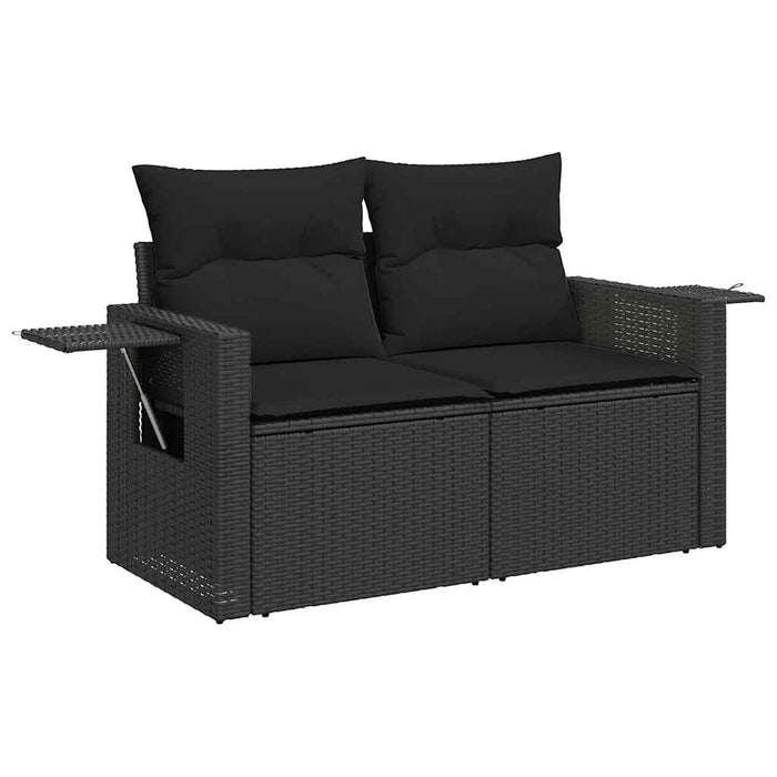 Set mobilier de grădină cu perne, 9 piese, negru, poliratan - WALTI WALTI