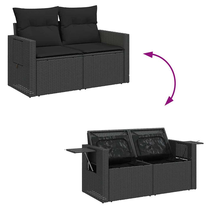 Set mobilier de grădină cu perne, 9 piese, negru, poliratan - WALTI WALTI