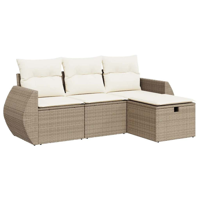 Set canapele de grădină, 4 piese, cu perne, bej, poliratan - WALTI WALTI
