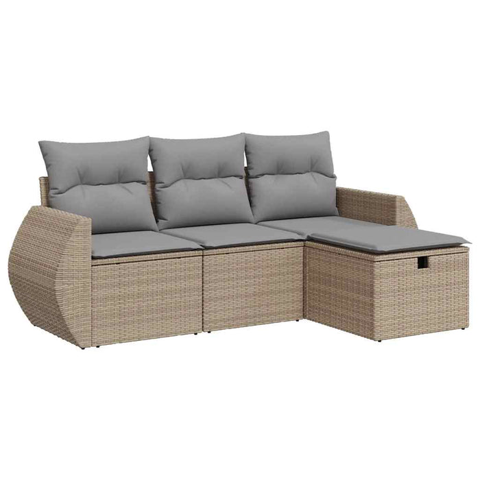 Set canapele de grădină, 4 piese, cu perne, bej, poliratan - WALTI WALTI