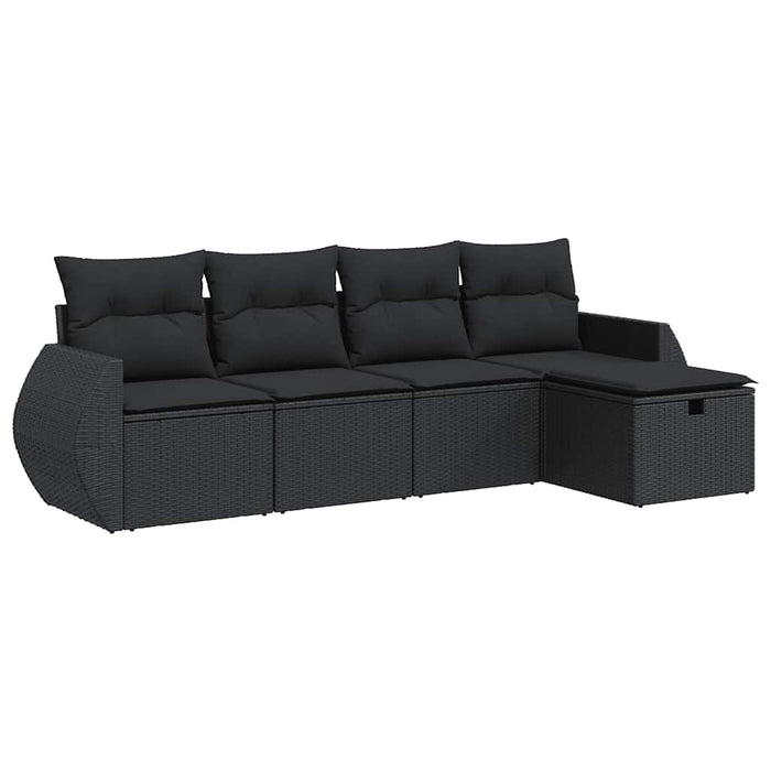 Set mobilier de grădină cu perne, 5 piese, negru, poliratan - WALTI WALTI