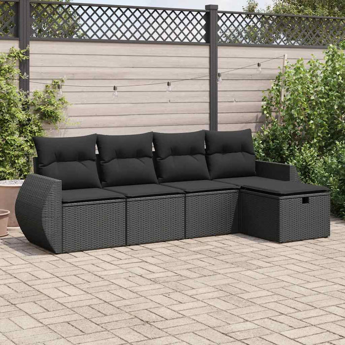 Set mobilier de grădină cu perne, 5 piese, negru, poliratan - WALTI WALTI