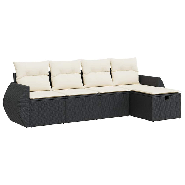 Set mobilier de grădină cu perne, 5 piese, negru, poliratan - WALTI WALTI