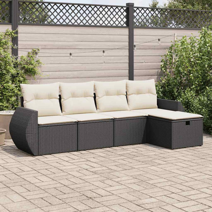 Set mobilier de grădină cu perne, 5 piese, negru, poliratan - WALTI WALTI
