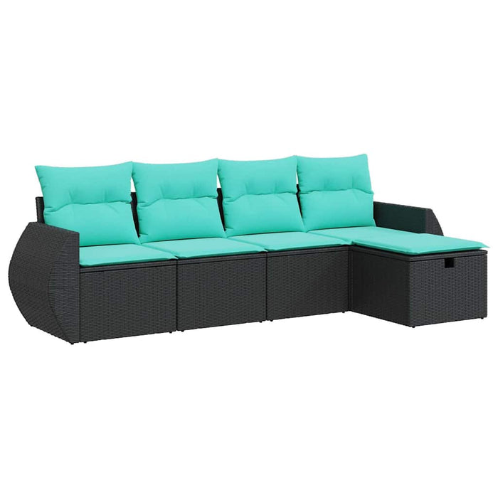 Set mobilier de grădină cu perne, 5 piese, negru, poliratan - WALTI WALTI