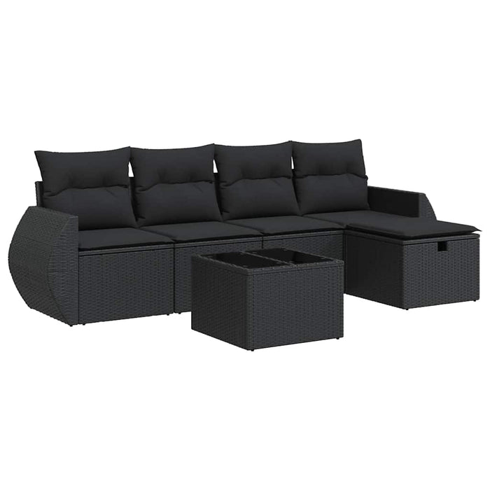 Set mobilier de grădină cu perne, 6 piese, negru, poliratan - WALTI WALTI