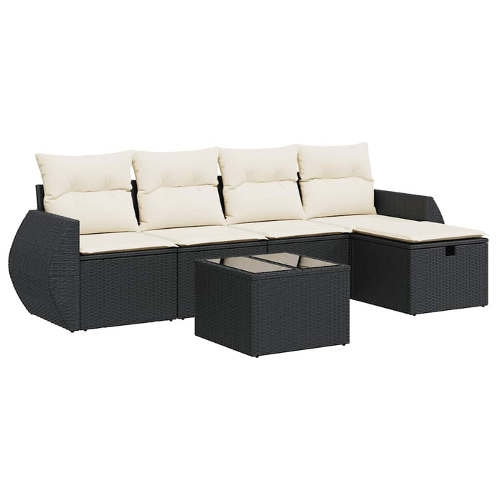 Set mobilier de grădină cu perne, 6 piese, negru, poliratan - WALTI WALTI