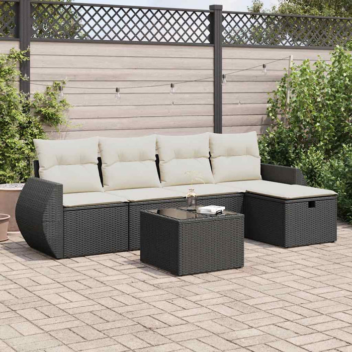Set mobilier de grădină cu perne, 6 piese, negru, poliratan - WALTI WALTI