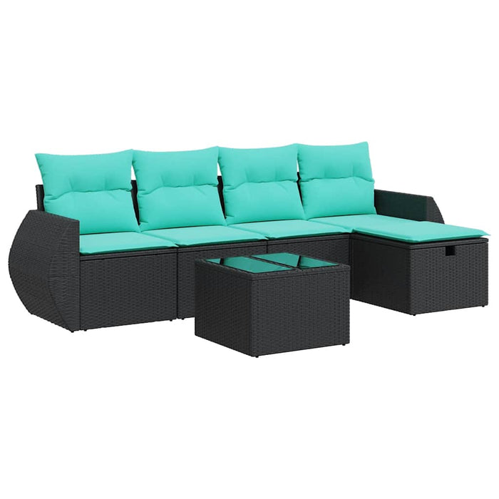 Set mobilier de grădină cu perne, 6 piese, negru, poliratan - WALTI WALTI