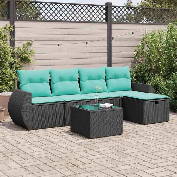 Set mobilier de grădină cu perne, 6 piese, negru, poliratan - WALTI WALTI