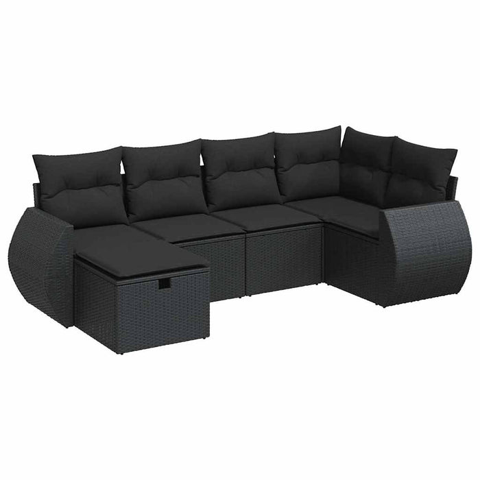Set mobilier de grădină cu perne, 6 piese, negru, poliratan - WALTI WALTI