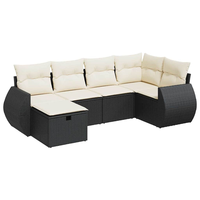 Set mobilier de grădină cu perne, 6 piese, negru, poliratan - WALTI WALTI