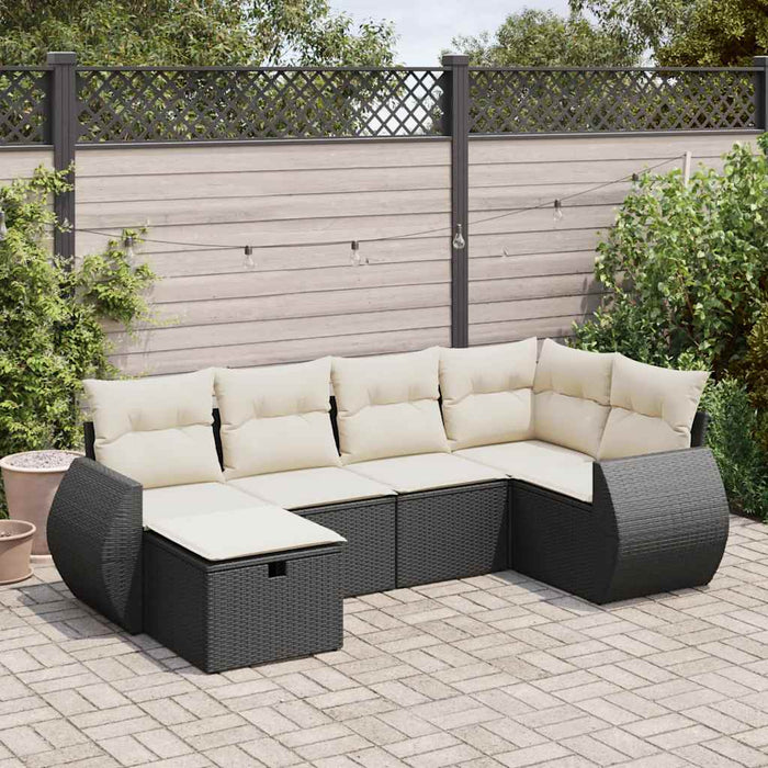 Set mobilier de grădină cu perne, 6 piese, negru, poliratan - WALTI WALTI