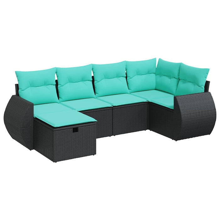 Set mobilier de grădină cu perne, 6 piese, negru, poliratan - WALTI WALTI