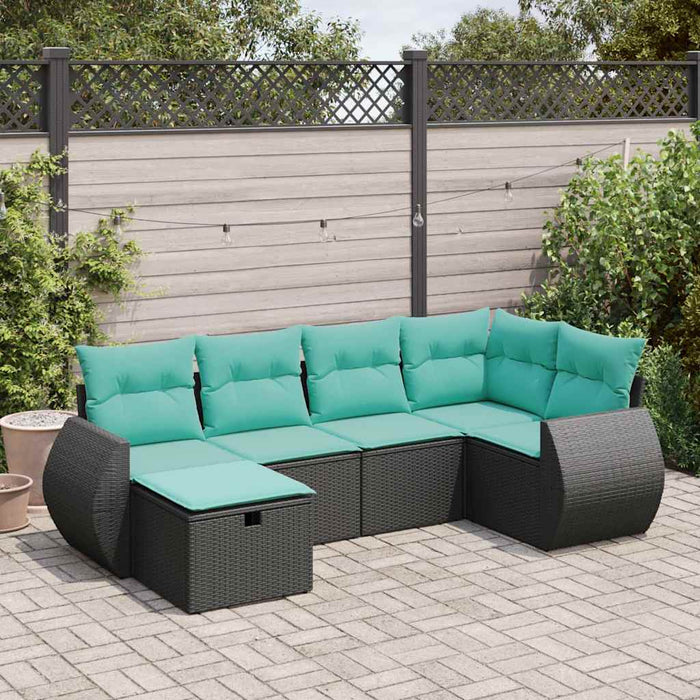 Set mobilier de grădină cu perne, 6 piese, negru, poliratan - WALTI WALTI