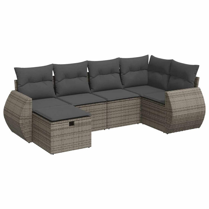 Set mobilier grădină cu perne, 6 piese, gri, poliratan WALTI